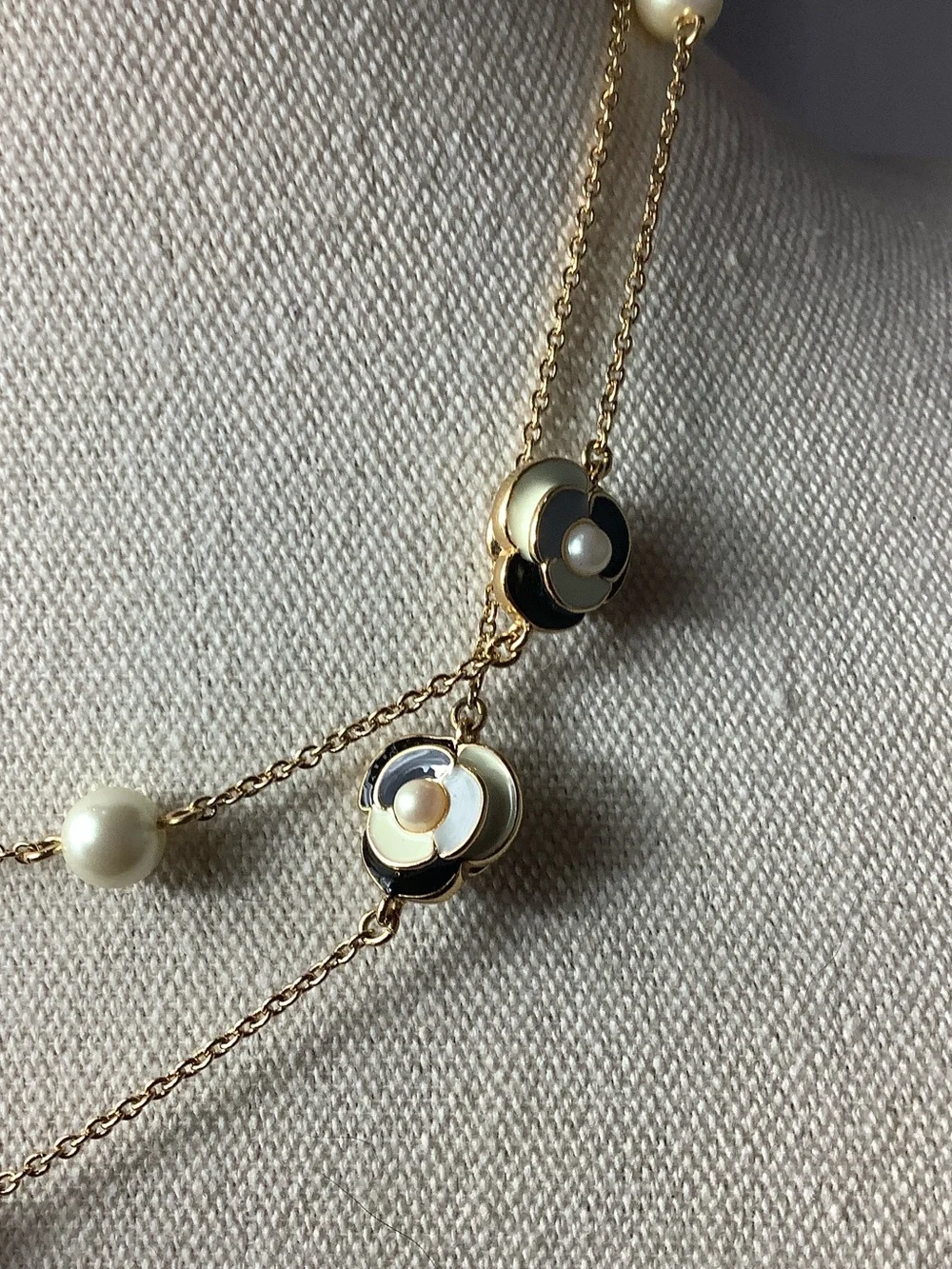 kate spade Gold Flower and Pearl Station Long Necklace - Picture 4 of 4